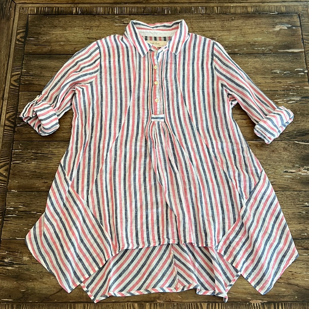 BNWT Anthropologie Isabella Sindair Red/Blue Striped Blouse